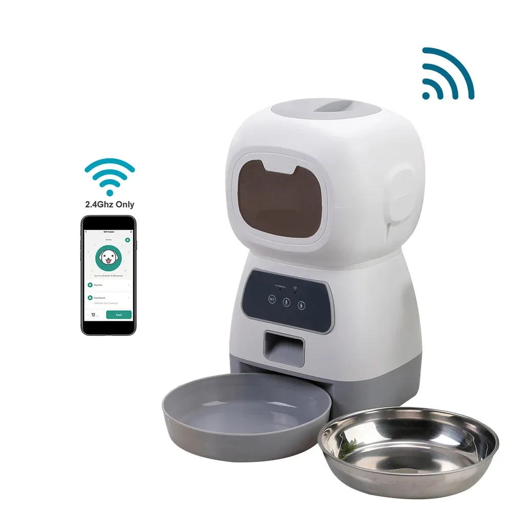 3.5L Smart WiFi Automatic Pet Feeder with Voice Recorder - Large Capacity Cat Food Dispenser