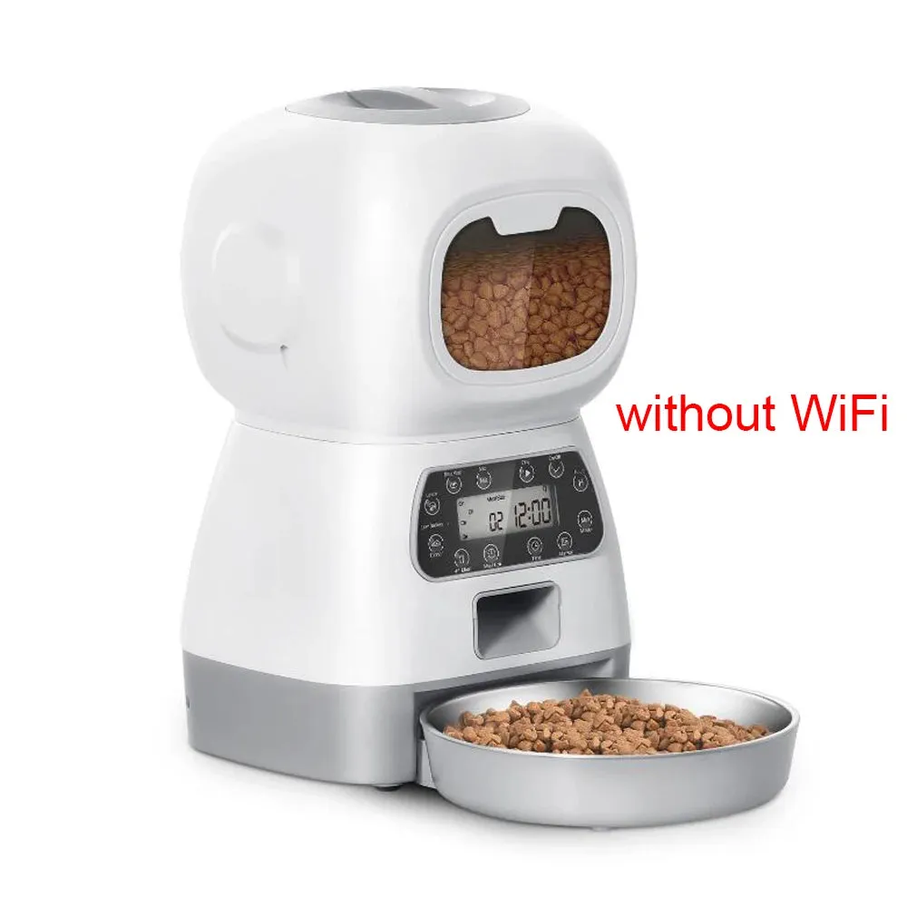 3.5L Smart WiFi Automatic Pet Feeder with Voice Recorder - Large Capacity Cat Food Dispenser