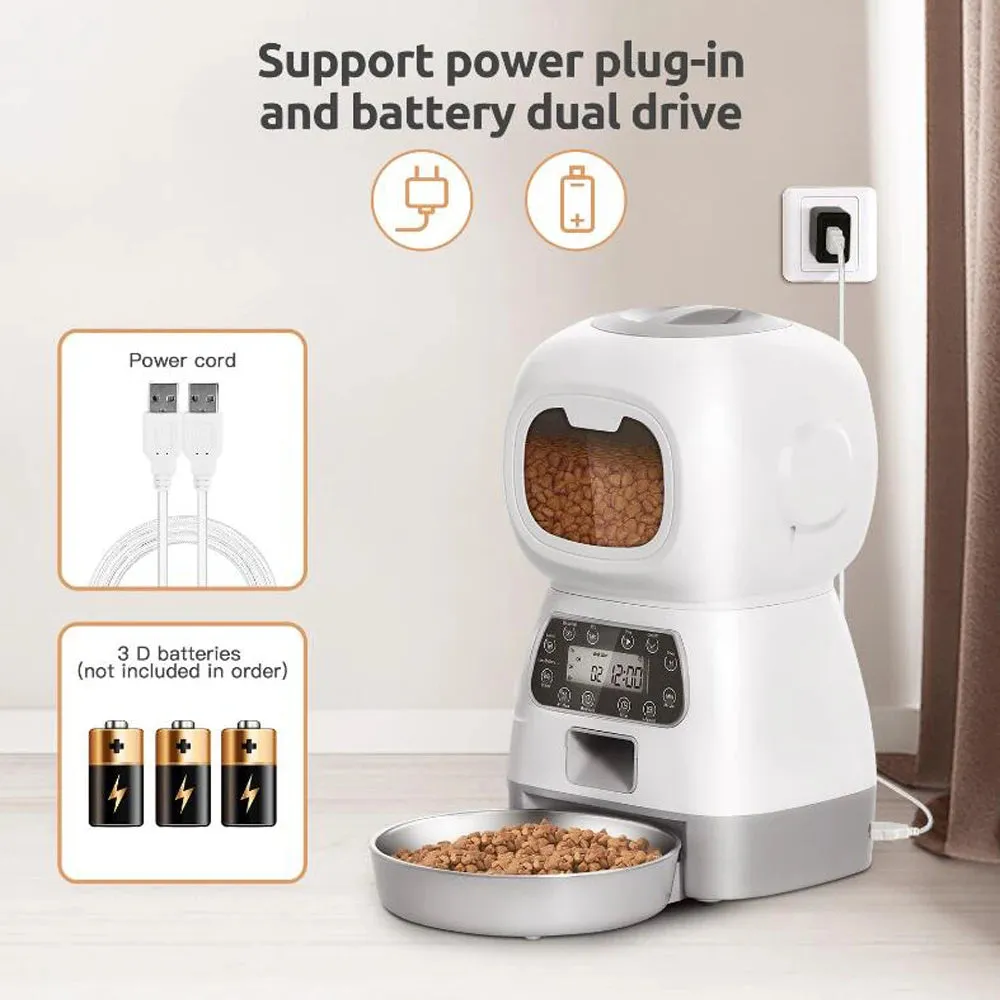 3.5L Smart WiFi Automatic Pet Feeder with Voice Recorder - Large Capacity Cat Food Dispenser