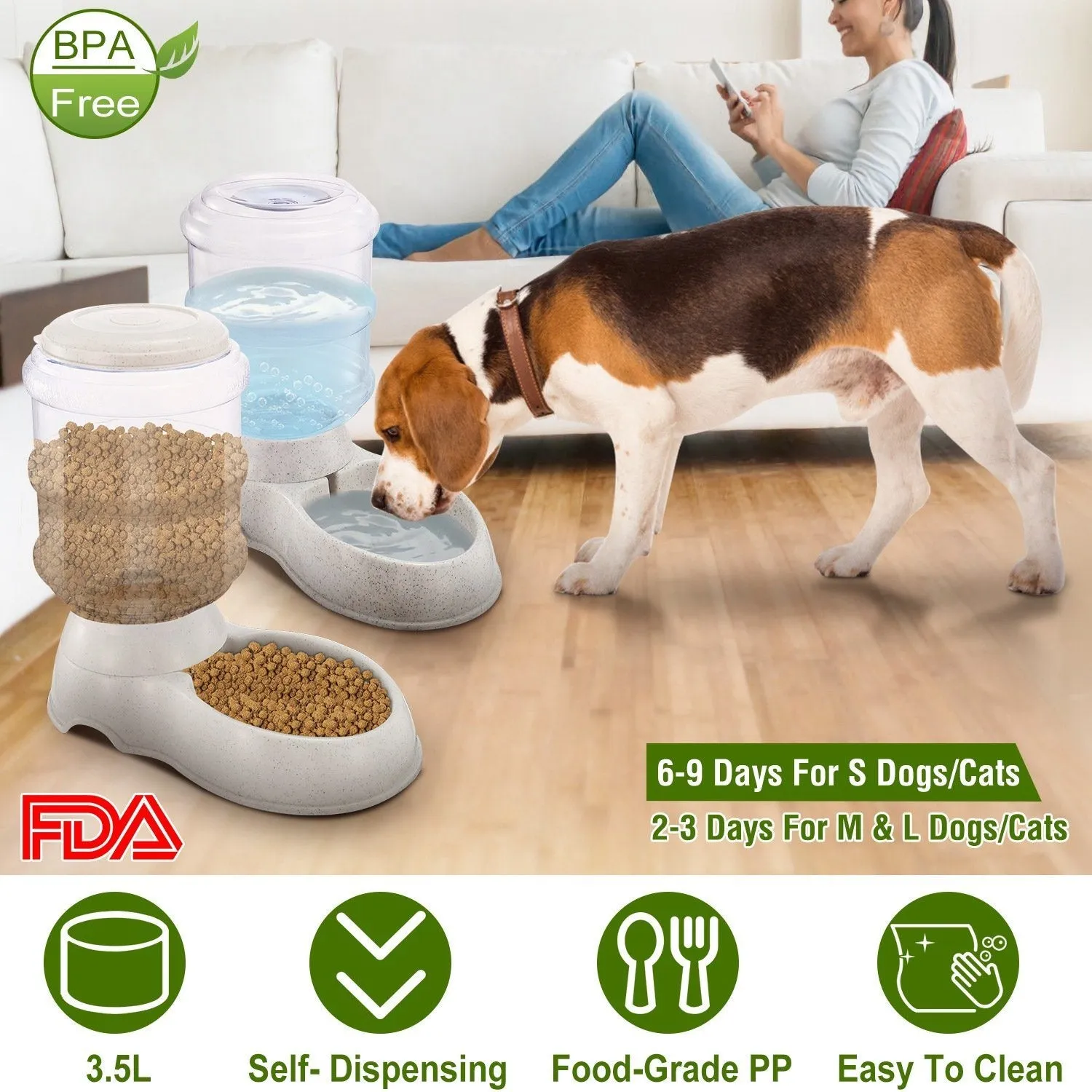 3.5L/1 Gal Pet Water Dispenser Self-Dispensing