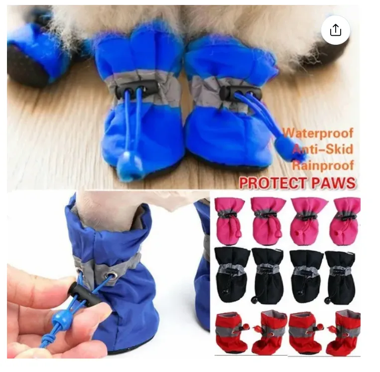 4Pcs/set Dog Shoes for Small Dogs Anti-Slip Dogs Boots Paw Protector with Reflective Straps Lightweight Walking Pet Booties for Small and Medium Pets