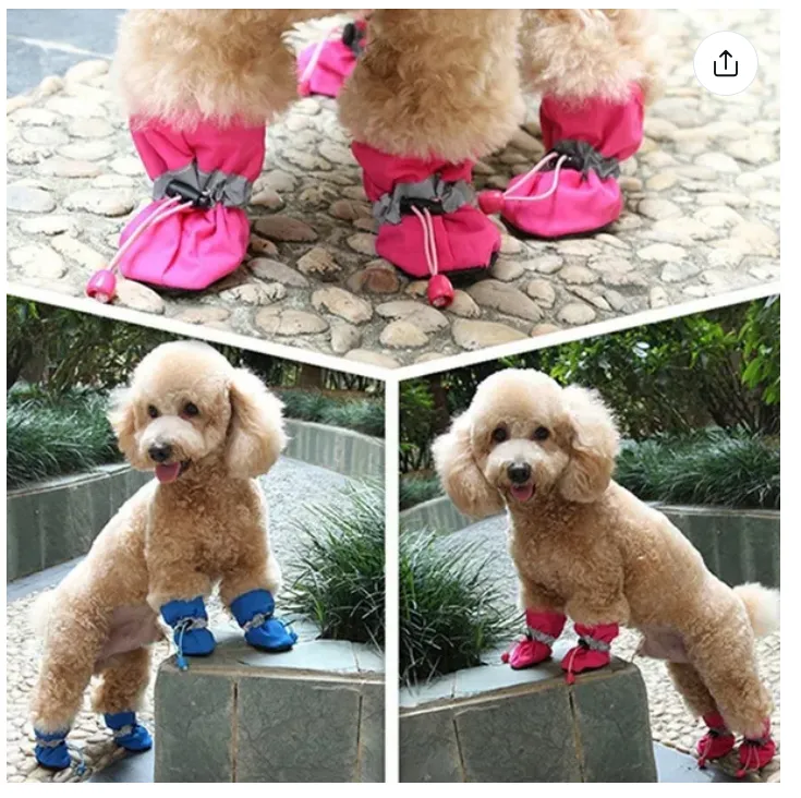 4Pcs/set Dog Shoes for Small Dogs Anti-Slip Dogs Boots Paw Protector with Reflective Straps Lightweight Walking Pet Booties for Small and Medium Pets