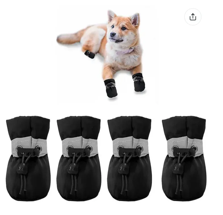 4Pcs/set Dog Shoes for Small Dogs Anti-Slip Dogs Boots Paw Protector with Reflective Straps Lightweight Walking Pet Booties for Small and Medium Pets