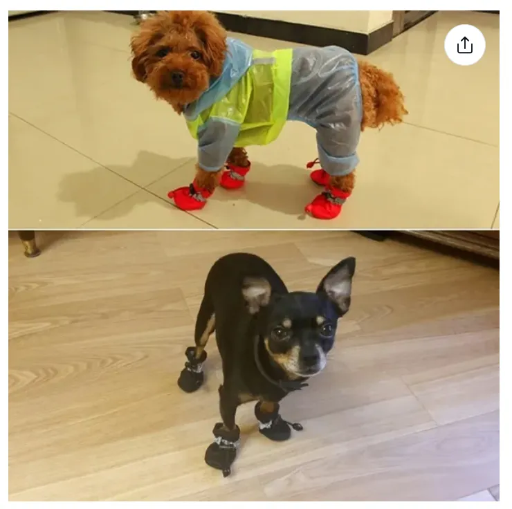 4Pcs/set Dog Shoes for Small Dogs Anti-Slip Dogs Boots Paw Protector with Reflective Straps Lightweight Walking Pet Booties for Small and Medium Pets
