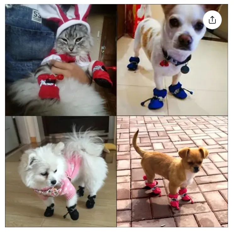 4Pcs/set Dog Shoes for Small Dogs Anti-Slip Dogs Boots Paw Protector with Reflective Straps Lightweight Walking Pet Booties for Small and Medium Pets