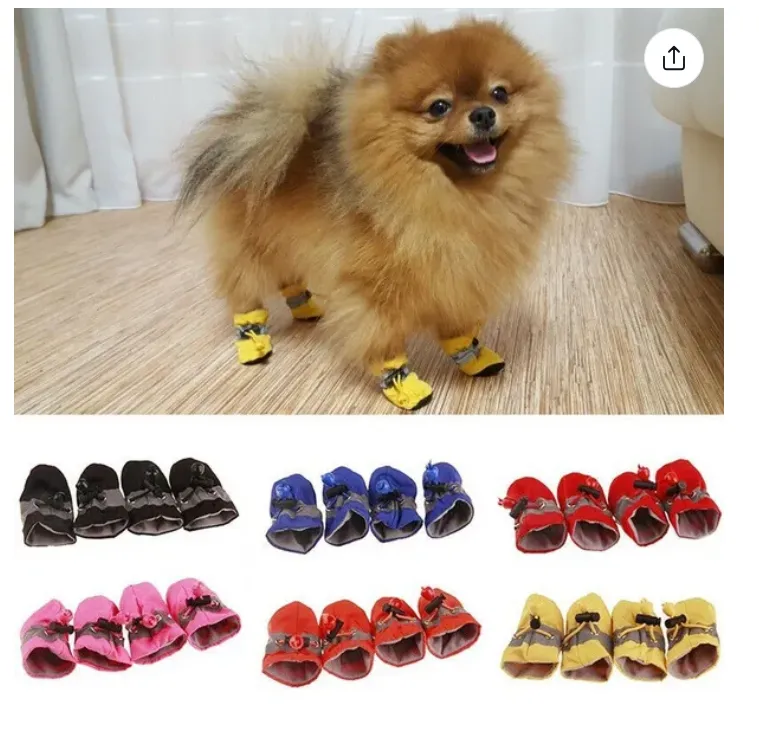 4Pcs/set Dog Shoes for Small Dogs Anti-Slip Dogs Boots Paw Protector with Reflective Straps Lightweight Walking Pet Booties for Small and Medium Pets