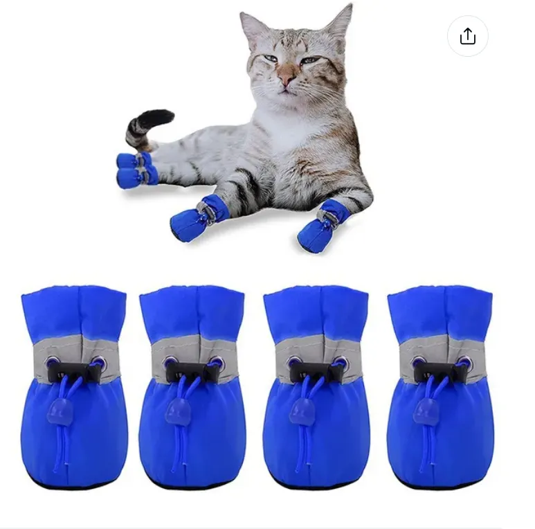 4Pcs/set Dog Shoes for Small Dogs Anti-Slip Dogs Boots Paw Protector with Reflective Straps Lightweight Walking Pet Booties for Small and Medium Pets