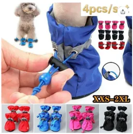 4Pcs/set Dog Shoes for Small Dogs Anti-Slip Dogs Boots Paw Protector with Reflective Straps Lightweight Walking Pet Booties for Small and Medium Pets