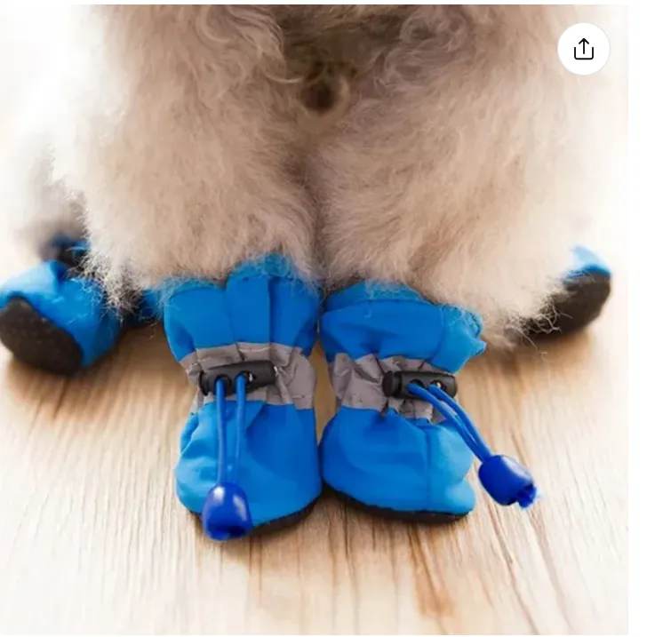 4Pcs/set Dog Shoes for Small Dogs Anti-Slip Dogs Boots Paw Protector with Reflective Straps Lightweight Walking Pet Booties for Small and Medium Pets