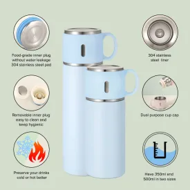 500ml Stainless Steel Bottle with Cup Lid - Blue