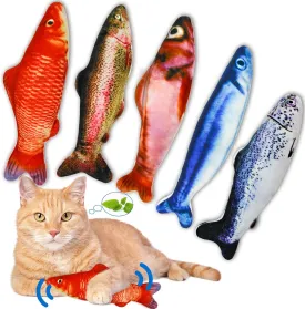 5Pcs Catnip Toy, Plush Fish Cat Toy, Cat Chew Toy, Catnip Filled Cartoon Fish with Bell Inside for Interactive Kitty Chew Toys Cat Teething Cat Exercise