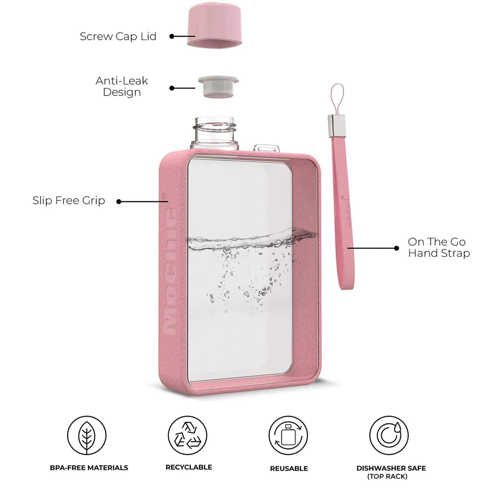 A5 Flat Water Bottle for Cold Drink/Warm Drink - BPA Free Water Bottle - Leak Proof. 380ml