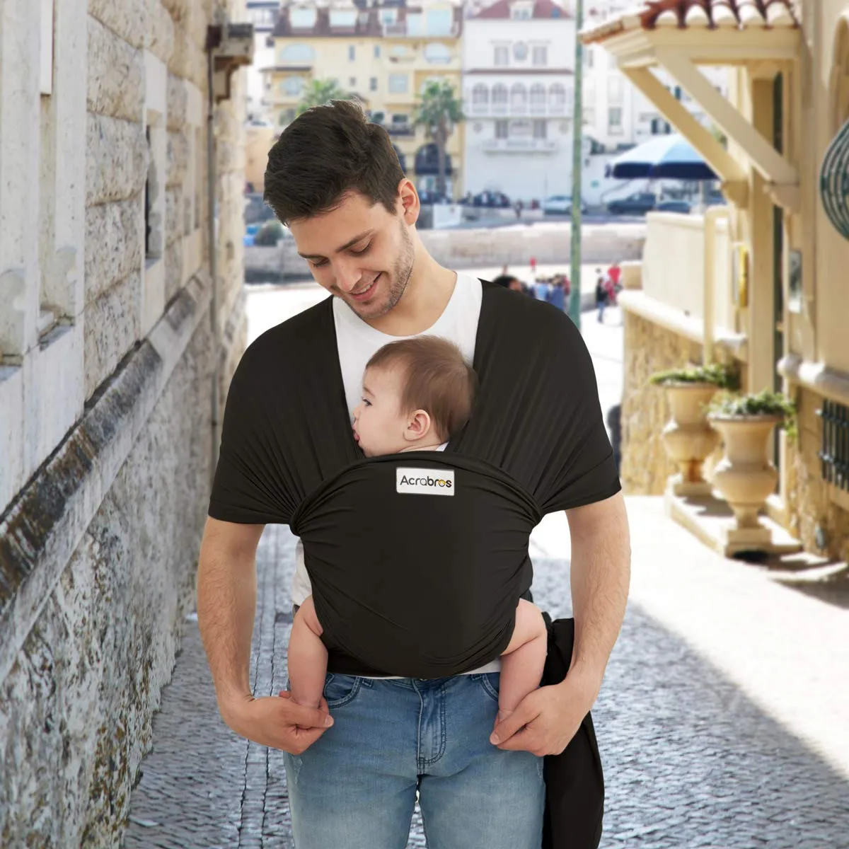 Acrabros Baby Wrap Carrier,Hands Free Baby Carrier Sling,Lightweight,Breathable,Softness,Perfect for Newborn Infants and Babies Shower Gift,Black