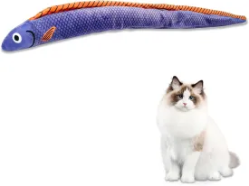 Andiker Catnip Toy for Cats, Cute Realistic Cat Fish Toy with Catnip and Crinkle Paper Soft Bite-Resistant Interactive Cat Toy for Indoor Cats Kittens Biting Chewing Reducing Boredom (Long)