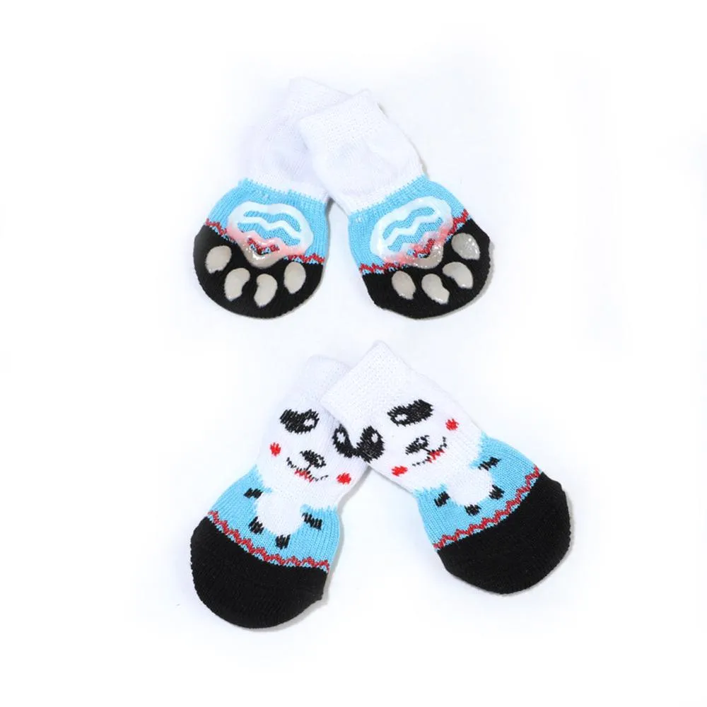AnniePaw 4 Pcs Warm Puppy Socks - Soft Anti-Slip Cartoon Design