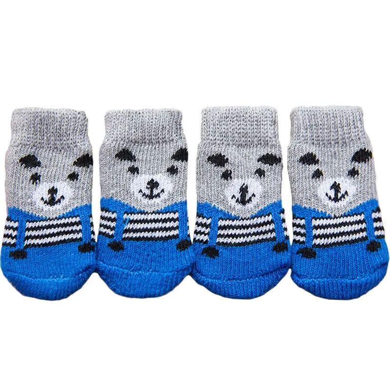 AnniePaw 4 Pcs Warm Puppy Socks - Soft Anti-Slip Cartoon Design