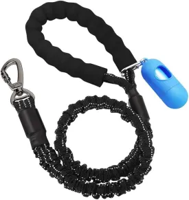 Bungee Dog Leash with Poop Bag Dispenser, 2.5ft Short Leash for Close Control, 360 Tangle-Free Swivel & EVA Handle, Reflective Shock Absorbing for Walking/Jogging/Training