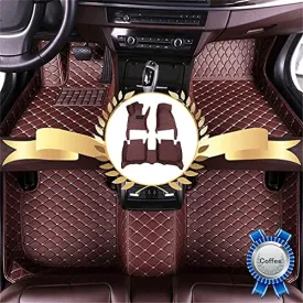 Car Floor Mats for Jaguar I-PACE 2018 Floor Liners Auto Carpets Luxury Leather Waterproof All Weather Protection Full Coverage Full Set (Coffee)
