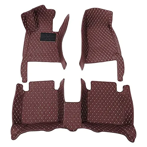 Car Floor Mats for Jaguar I-PACE 2018 Floor Liners Auto Carpets Luxury Leather Waterproof All Weather Protection Full Coverage Full Set (Coffee)