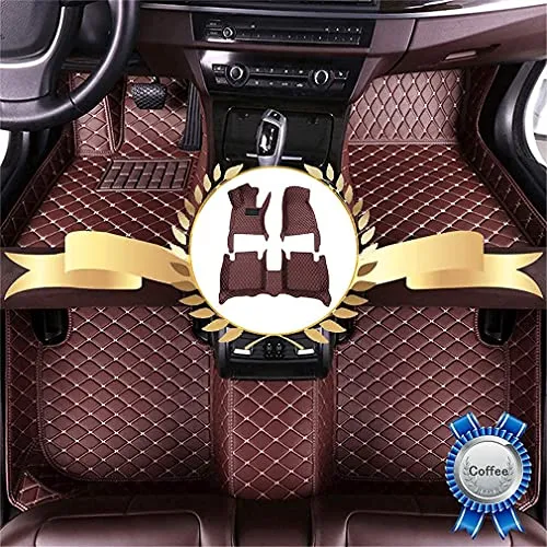 Car Floor Mats for Jaguar I-PACE 2018 Floor Liners Auto Carpets Luxury Leather Waterproof All Weather Protection Full Coverage Full Set (Coffee)