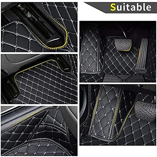 Car Floor Mats for Jaguar I-PACE 2018 Floor Liners Auto Carpets Luxury Leather Waterproof All Weather Protection Full Coverage Full Set (Wine Red)