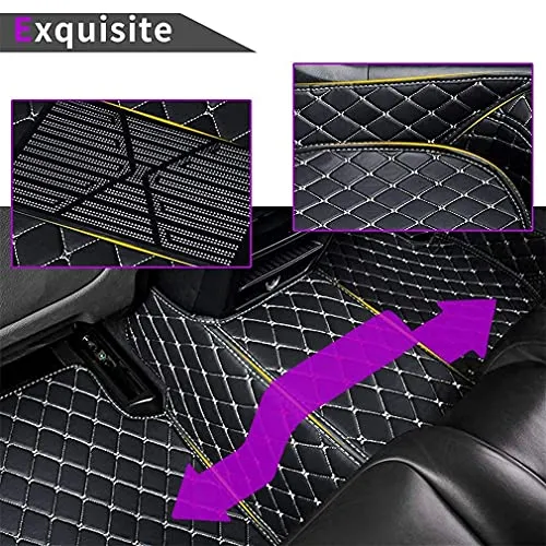 Car Floor Mats for Jaguar I-PACE 2018 Floor Liners Auto Carpets Luxury Leather Waterproof All Weather Protection Full Coverage Full Set (Wine Red)