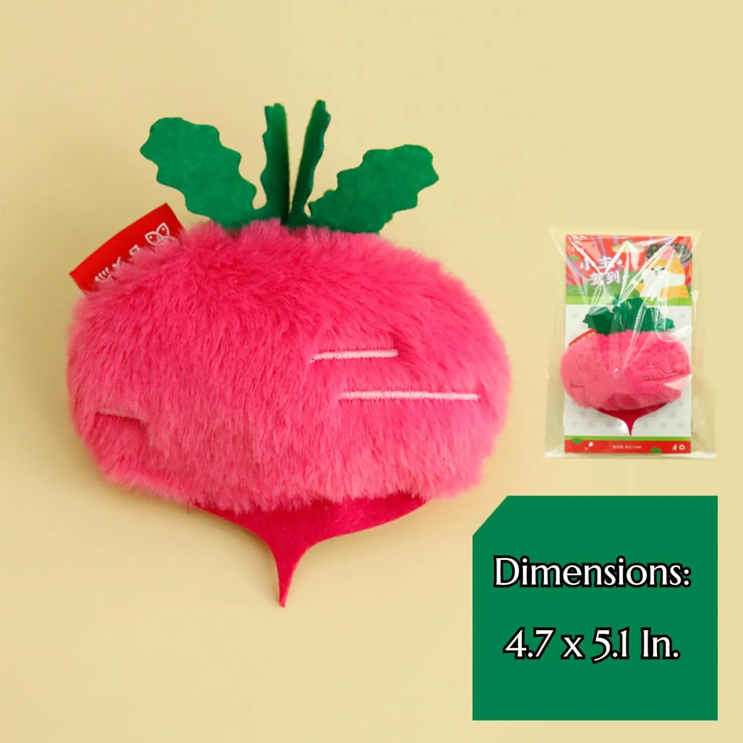 Cat Plush Toy Realistic Vegetable Set Cucumber Radish Shapes Sound-Making Plush Felt Fabric Catnip Crinkle Paper Dog Cat Accessories Pet Gifts for Christmas (Radish 2pcs)