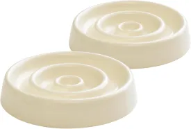 Ceramic Slow Cat Feeder Bowl for Cat, Slow Cat Food Bowl, Pet Slowe Feeder Bowl, Circle Shape. (Bowl x 2 - Cream, 6inch)