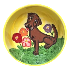 Chocolate Labrador Garden Bowl