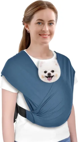 CUBY Swaddle Dog Sling Carrier for Small Dogs, Front Pet Sling Carrier Chest,Hands Free Adjustable Cat Sling Carrier Soft Cotton Reducing Pain Puppy Sling Carrier for Small Pet Up to 10lb (Blue)