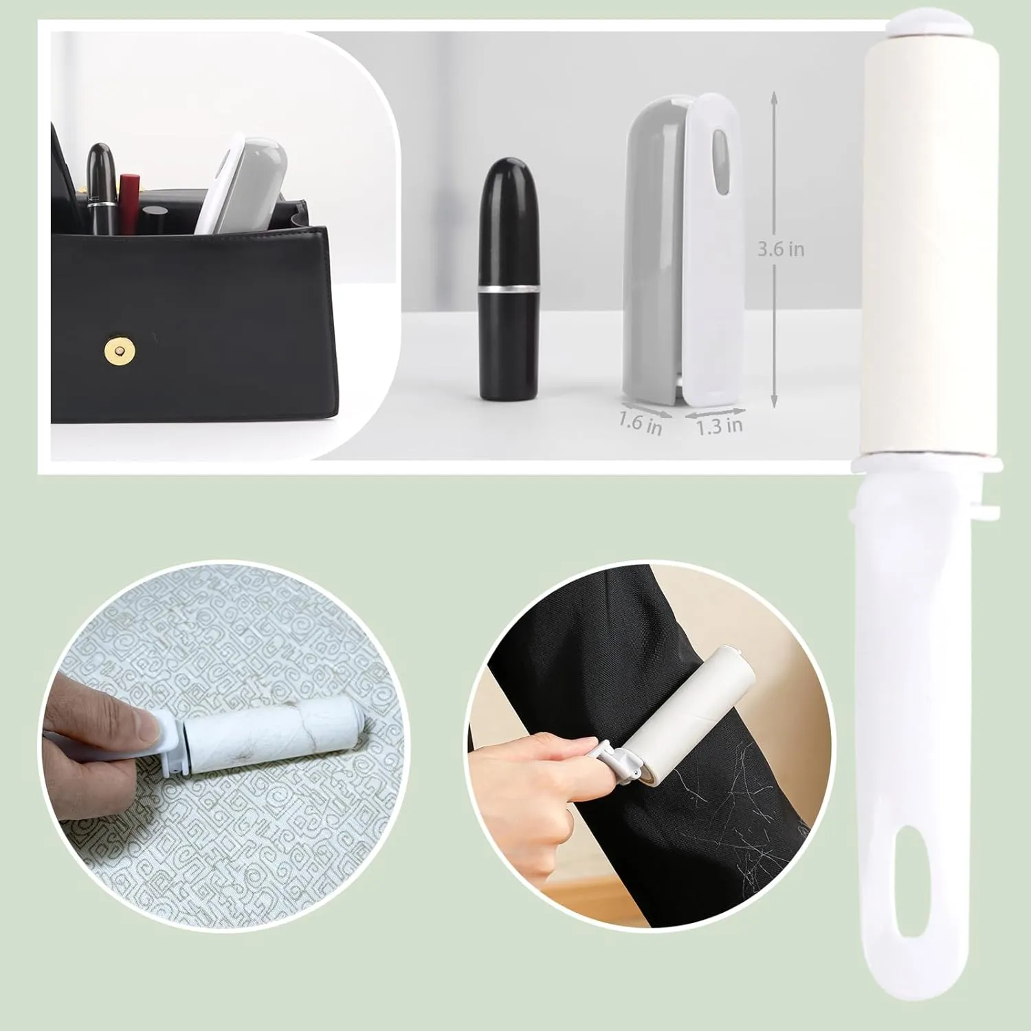 Cute Mini Travel Lint Remover for Pet Hair with Cover - Reusable Lint Roller (Gray)