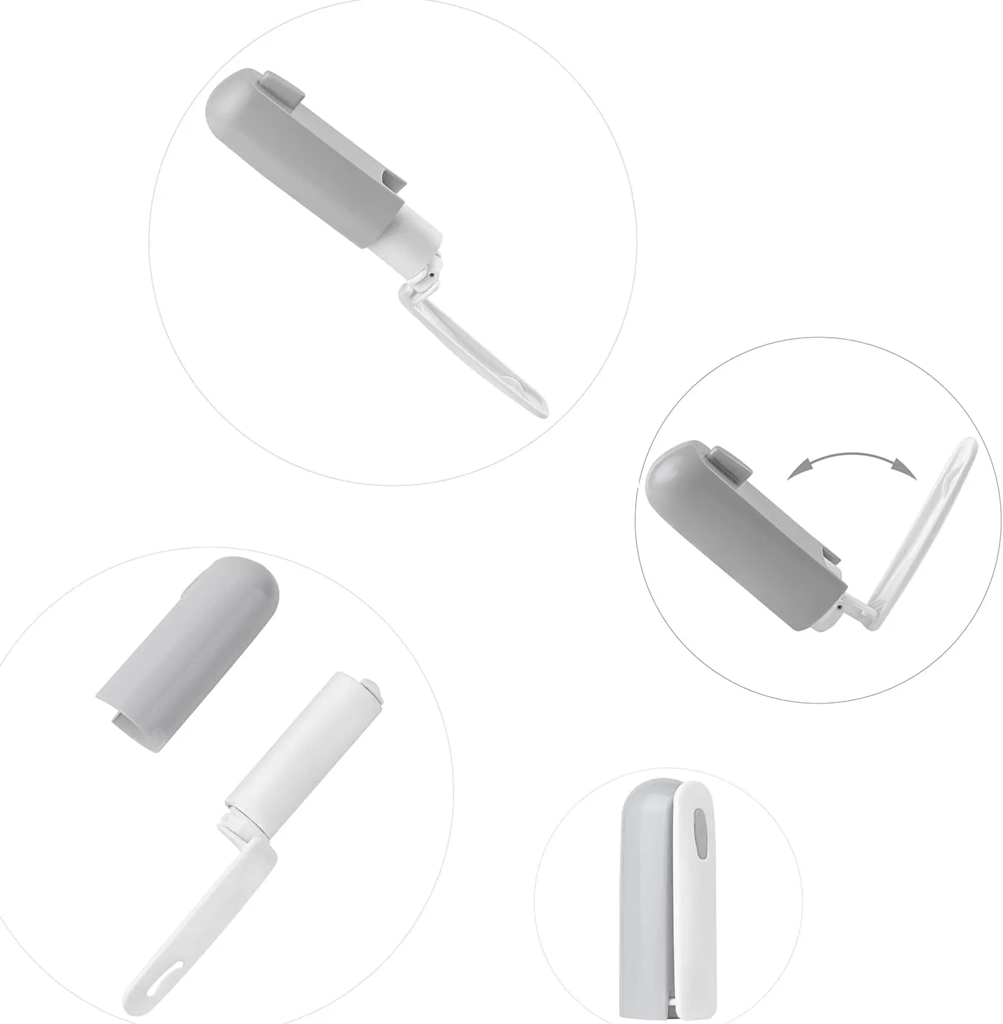 Cute Mini Travel Lint Remover for Pet Hair with Cover - Reusable Lint Roller (Gray)