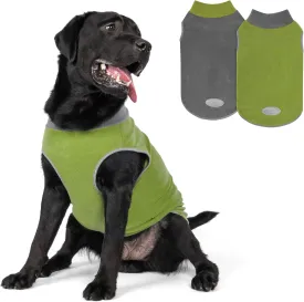 cyeollo 2 Pack Dog Sweater Fleece Vest Dog Sweatshirt Reflective Lightweight Pet Clothes for Large Dogs Boy Girl Pet Apparel Grass Green, Grey, XXXL