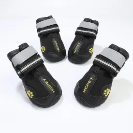 Dog Boots Dog Waterproof Shoes with Adjustable Reflective Straps Snow Boots Rain Shoes for Medium Large Dogs Rugged Anti-Slip Sole Black 4PCS