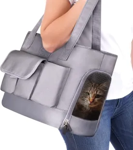 Dog Carrier, Cat Carrier, Pet Carrier, Foldable Waterproof Premium Oxford Cloth Dog Purse, Portable Bag Carrier for Small to Medium Cat and Small DogGrey