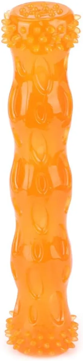 Dog Chew Toys, Silicone Non Toxic Tasteless Safe Bite Resistant Pet Molar Teeth Cleaning Stick, Puppy Toothbrush Interactive Dog Toys for Small Medium Large Dogs Pet (Orange L)