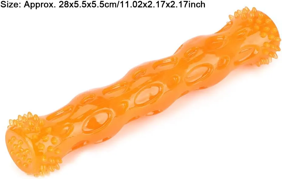 Dog Chew Toys, Silicone Non Toxic Tasteless Safe Bite Resistant Pet Molar Teeth Cleaning Stick, Puppy Toothbrush Interactive Dog Toys for Small Medium Large Dogs Pet (Orange L)