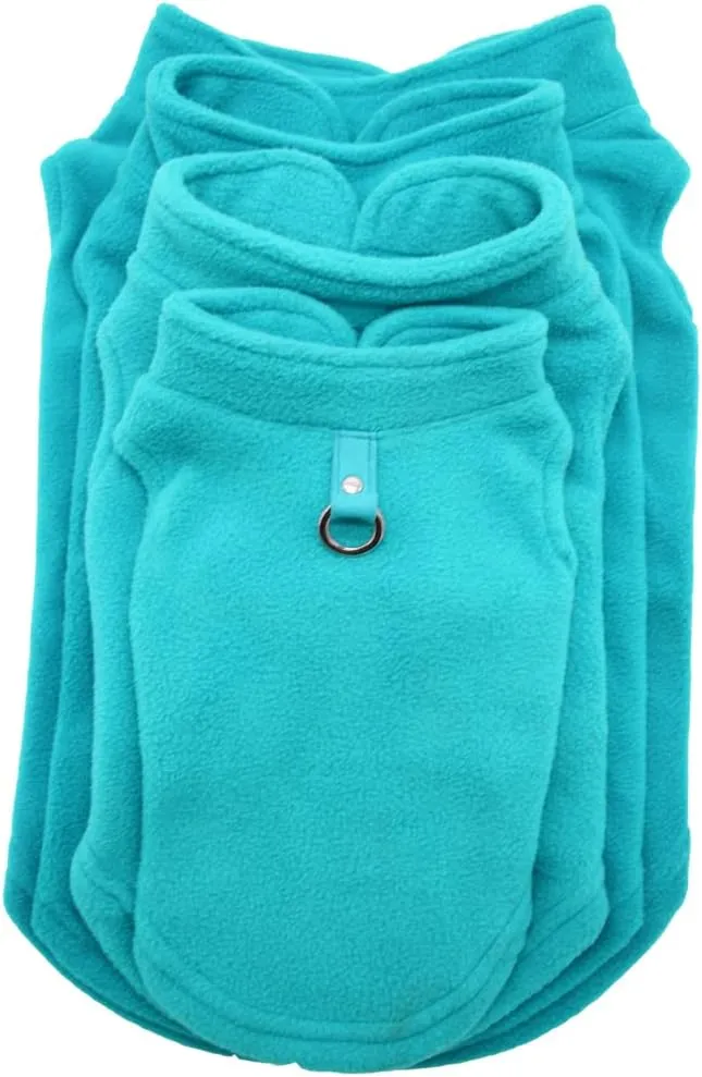 Dog Fleece Vest Soft Winter Jacket Sweater with D-Ring Leash Cold Weather Coat Hoodie for Small Medium Large Dogs Green X-Large