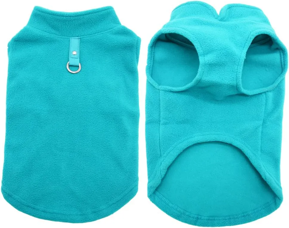 Dog Fleece Vest Soft Winter Jacket Sweater with D-Ring Leash Cold Weather Coat Hoodie for Small Medium Large Dogs Green X-Large