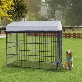 Dog Kennel Outside Full Covered, Large Dog House Outdoor with UV-Proof Waterproof Roof Cover & Secure Lock, Heavy Duty Metal Pet Playpen Fence Dog Enclosures for Back Yard Garden Courtyard