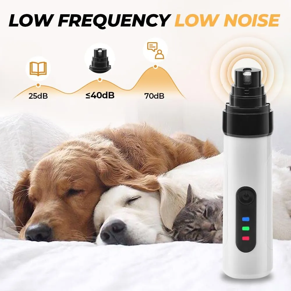 Dog Nail Grinder, Upgrade Pet Nail Grinder for Dogs Quiet, Rechargeable USB Charging Dogs Nails Trimmers Professional Pets Claw Care Grooming Tool (White 1)