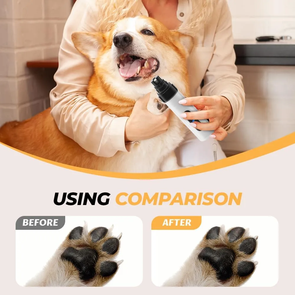 Dog Nail Grinder, Upgrade Pet Nail Grinder for Dogs Quiet, Rechargeable USB Charging Dogs Nails Trimmers Professional Pets Claw Care Grooming Tool (White 1)