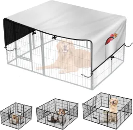 Dog Playpen Cover,Heavy Duty 600D Oxford Fabric with Sun/Rain Dog Play Pen Cover Top Sun Shade Specialized Fits for 24/32/40/45/50" Panels Dog Playpen.(Cover Only)