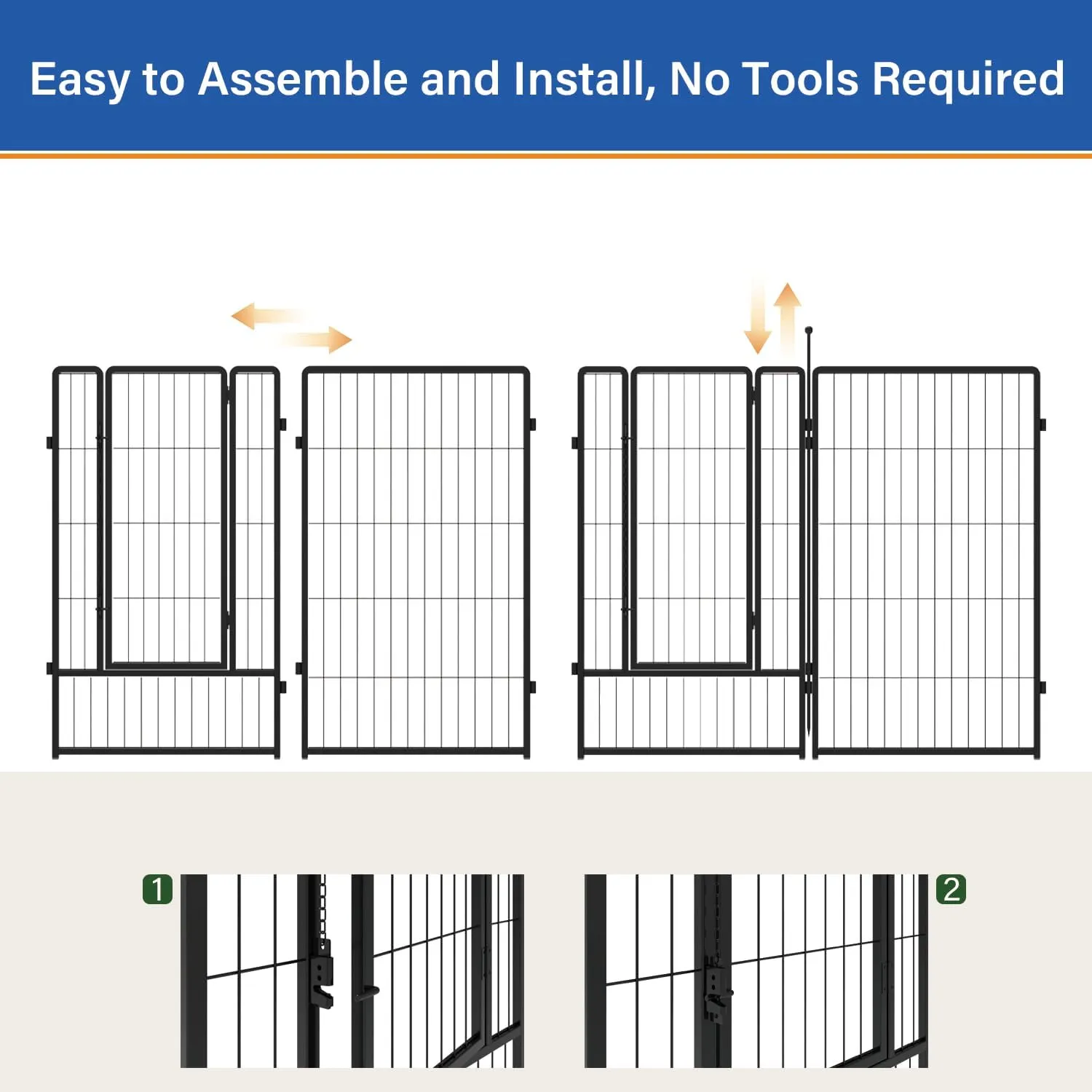 Dog Playpen for Indoor & Outdoor Use  Heavy-Duty Metal Pet Fence with Ground Stakes, Rounded Ball Tops for Safety, Stable & Foldable Design, Easy to Assemble 24 inch 12 Panels