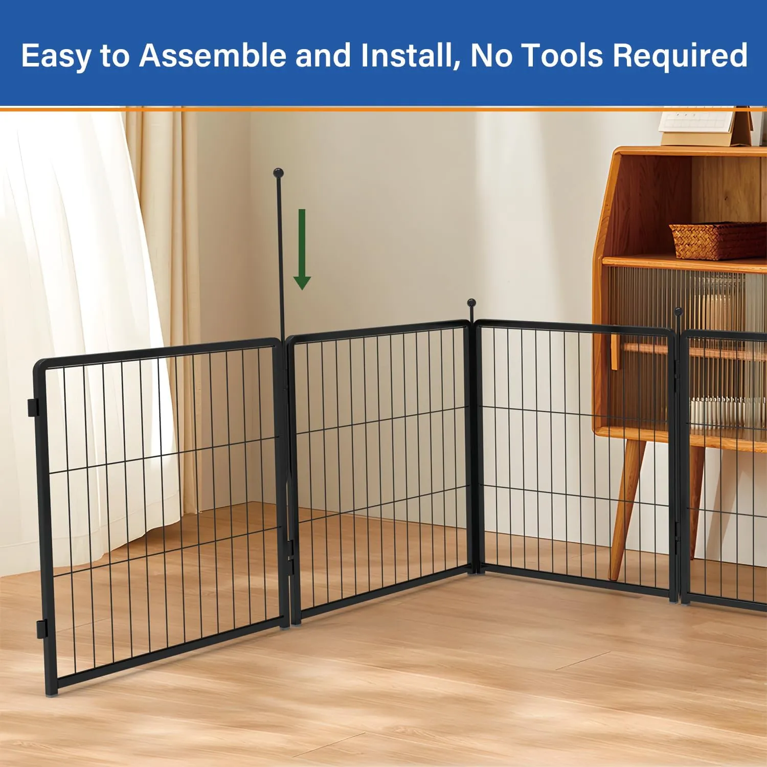 Dog Playpen for Indoor & Outdoor Use  Heavy-Duty Metal Pet Fence with Ground Stakes, Rounded Ball Tops for Safety, Stable & Foldable Design, Easy to Assemble 24 inch 12 Panels