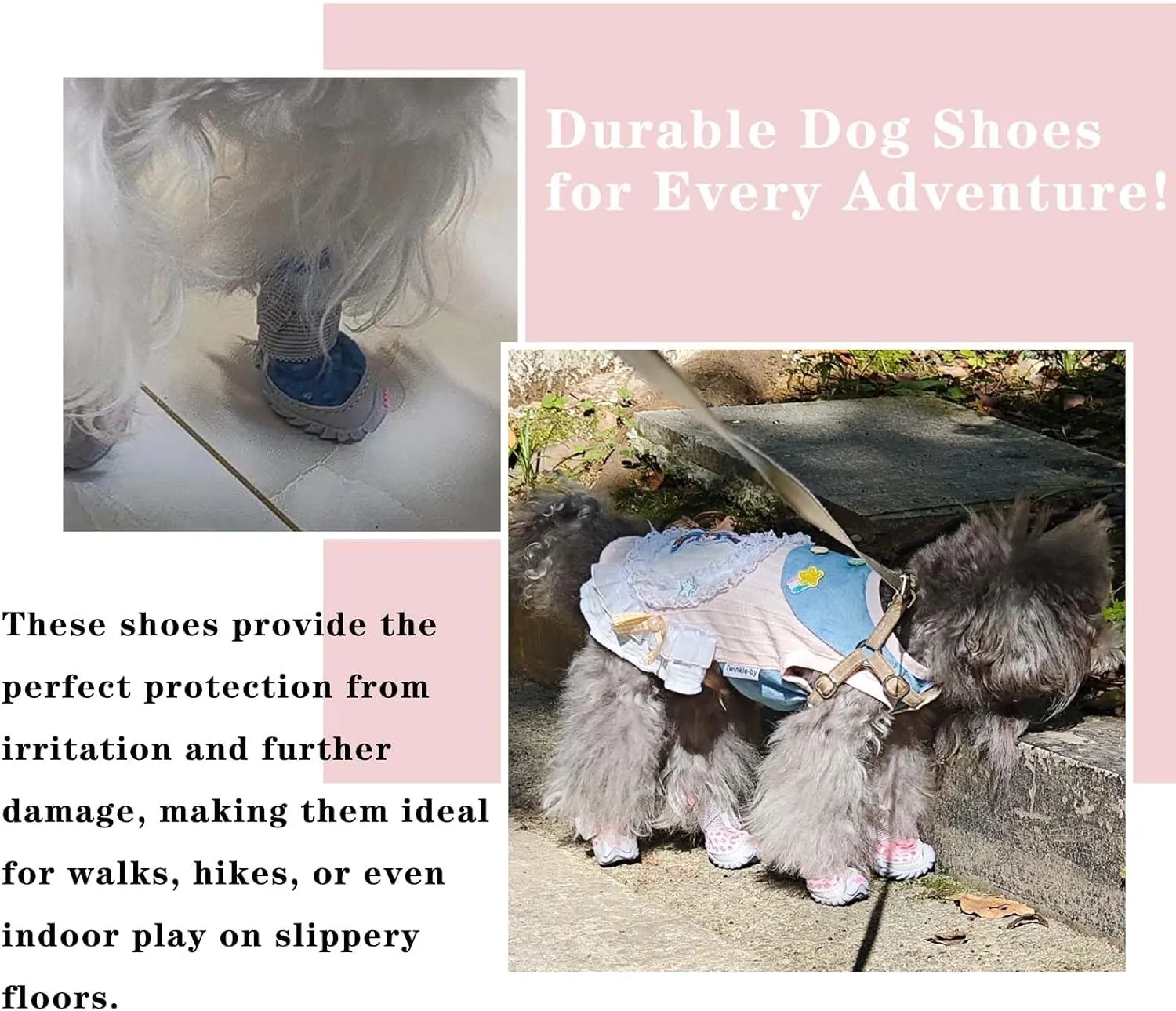 Dog Shoes for Small Dogs, Soft Mesh Dog Boots for Summer Hot Pavement, Outdoor Walking Running, Anti-Slip Dog Boots & Paw Protectors, Size 2, Pink