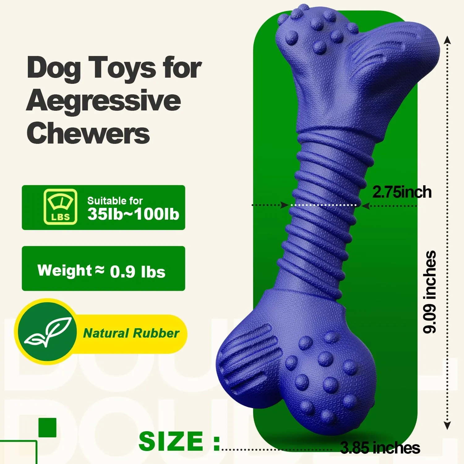 Dog Toys for Aggressive Chewers, Dog Toys for Medium Large Dogs, Natural Rubber Dog Chew Toys with Beef Flavor, Indestructible Dog Toy, Chew Toys for Aggressive Chewers (Blue)