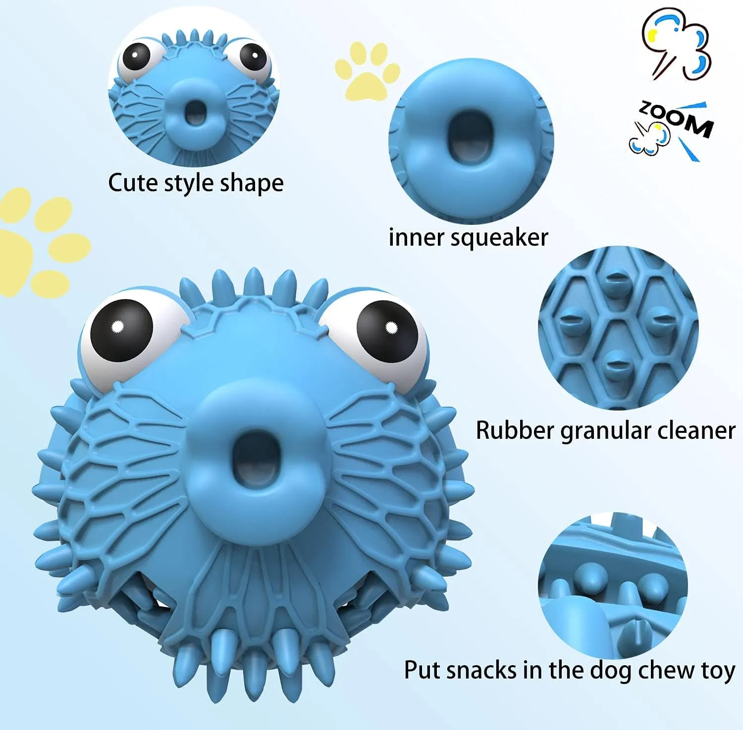 Dog Toys for Aggressive Chewing, Large Medium-Sized Dog Tooth Grinding Toy, Sturdy Dog Squeak Toy, Soothe Dog Anxiety, Natural Rubber, Milk Flavor Clean Teeth Puzzle, Slow Food Dog Toy