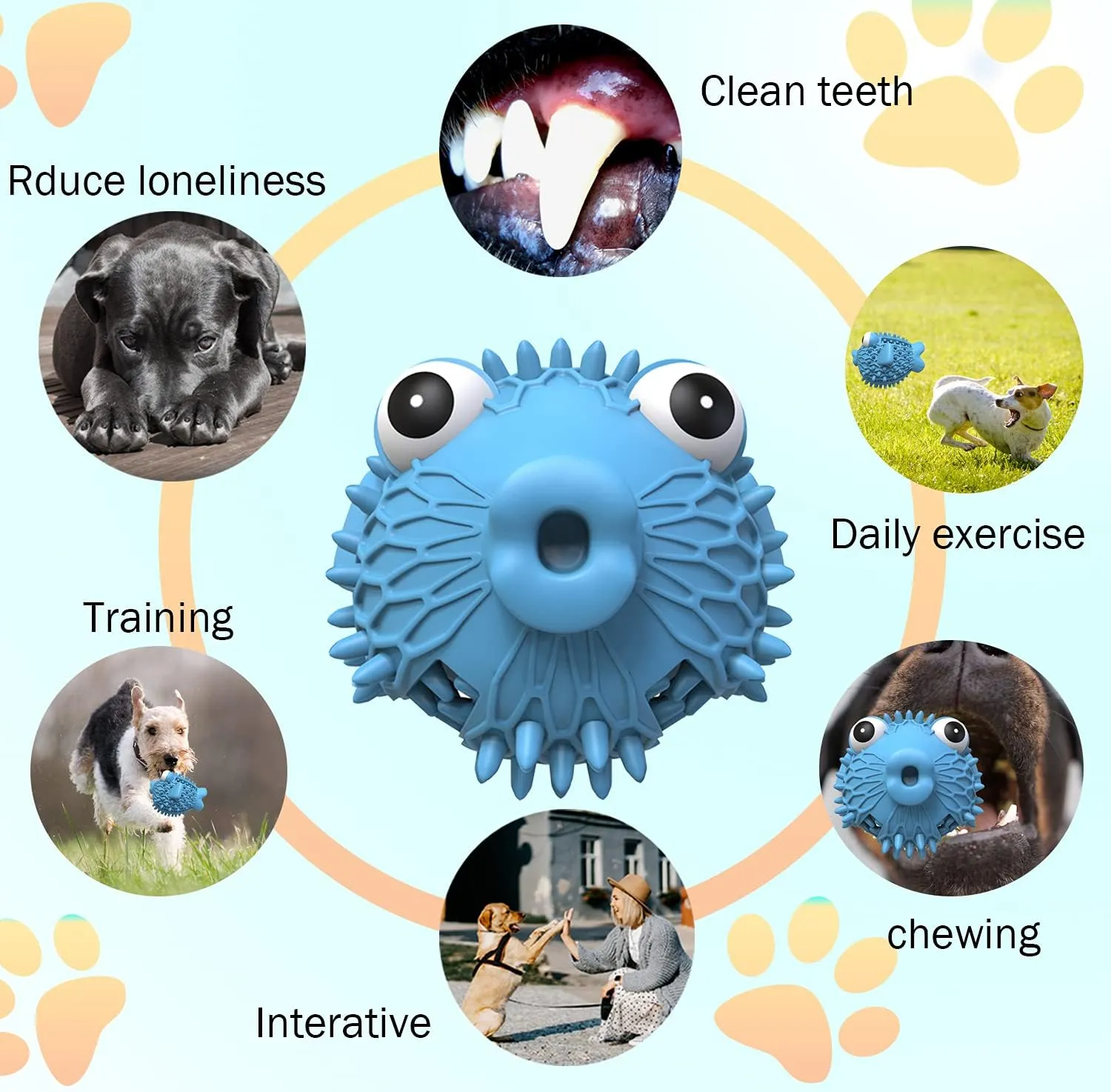 Dog Toys for Aggressive Chewing, Large Medium-Sized Dog Tooth Grinding Toy, Sturdy Dog Squeak Toy, Soothe Dog Anxiety, Natural Rubber, Milk Flavor Clean Teeth Puzzle, Slow Food Dog Toy