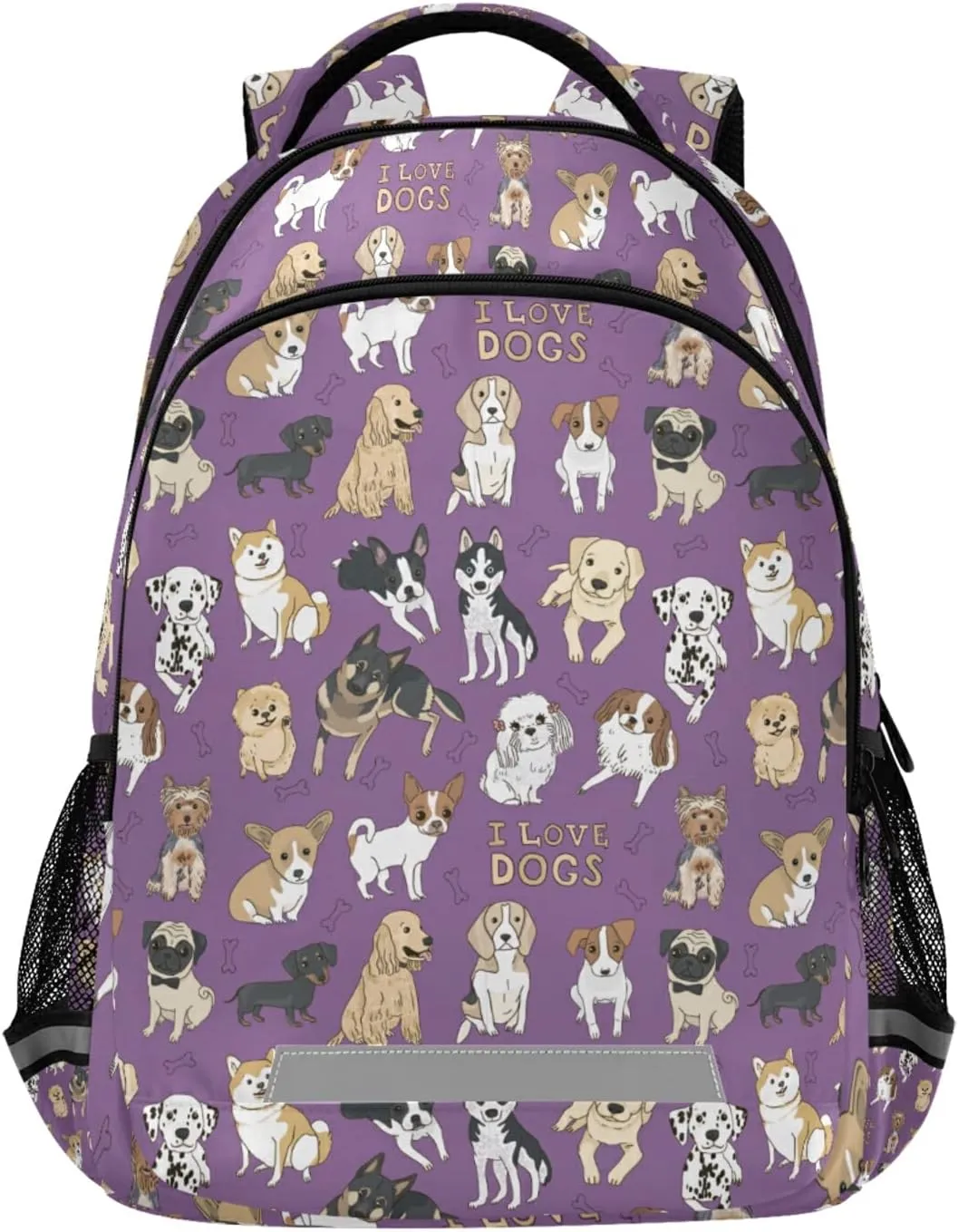 Dogs Purple Backpack for Boys Girls Lightweight Bookbag for Students Elementary School Laptop Daypack Rucksack for Teens Travel